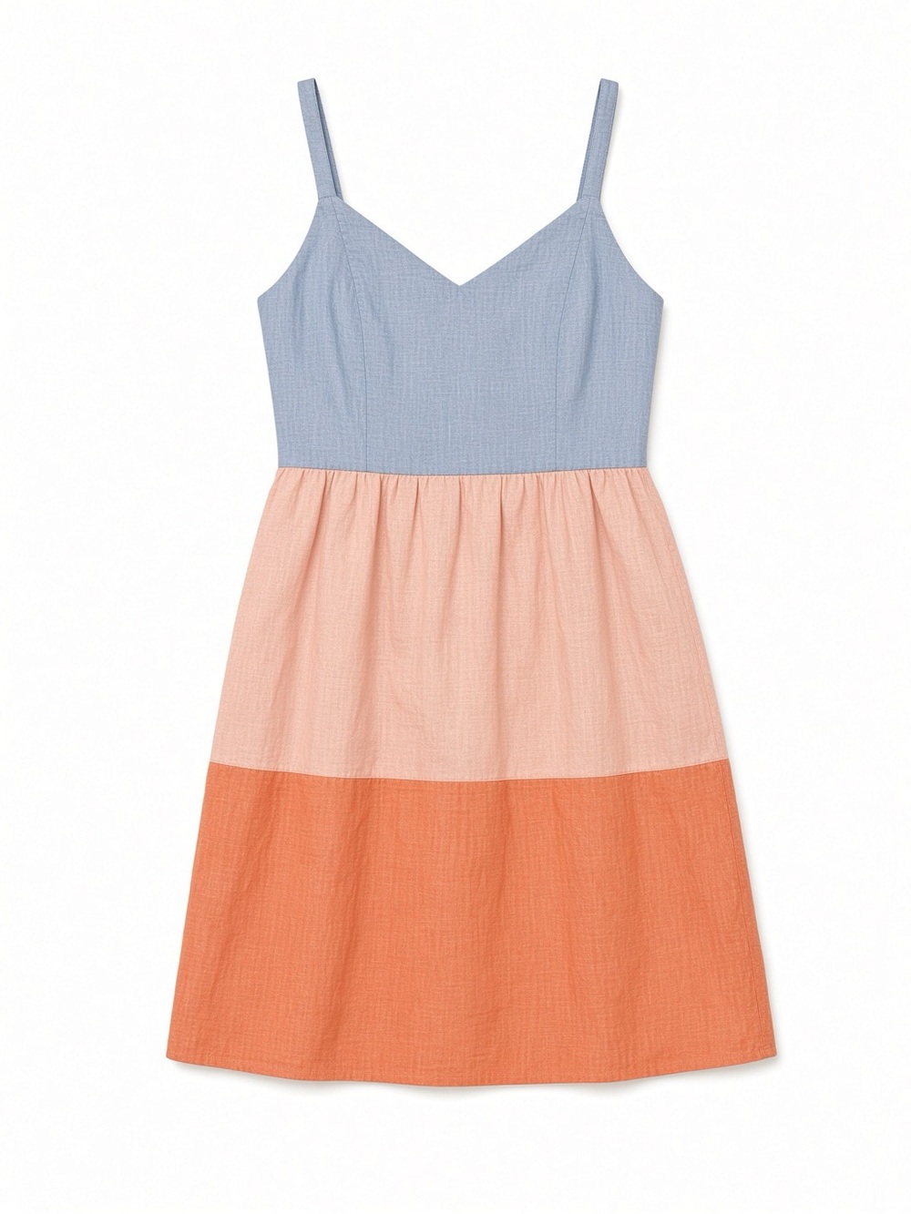 Cynthia Rowley Blue, Peach & Orange Colorblock Midi Dress - Picture 1 of 3